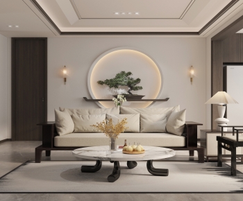 New Chinese Style A Living Room-ID:796458961