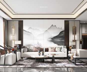 New Chinese Style A Living Room-ID:459934953