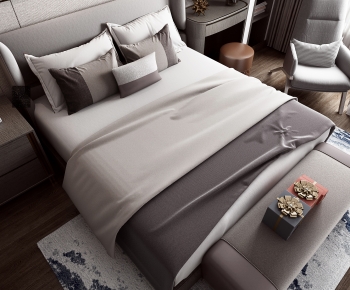 Modern Double Bed-ID:903959384