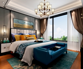 New Chinese Style Bedroom-ID:374893908