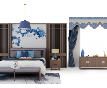 New Chinese Style Double Bed-ID:720155009