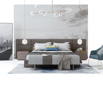 Modern Double Bed-ID:838932995