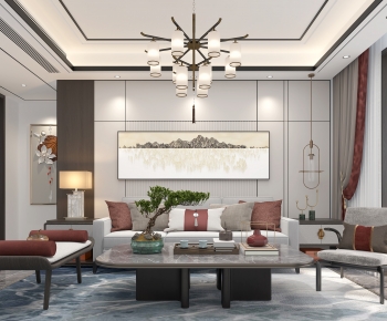 New Chinese Style A Living Room-ID:596066008