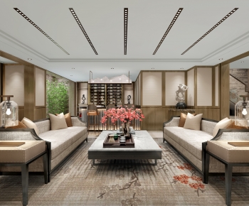 New Chinese Style A Living Room-ID:821409299