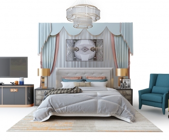Simple European Style Double Bed-ID:119450124