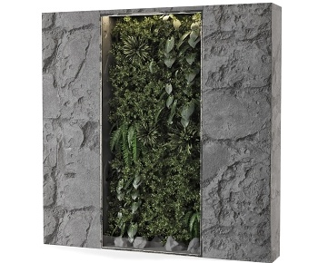现代石头植物墙-ID:670800925