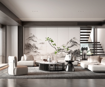 New Chinese Style A Living Room-ID:369157086