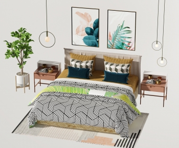 Nordic Style Double Bed-ID:479245902