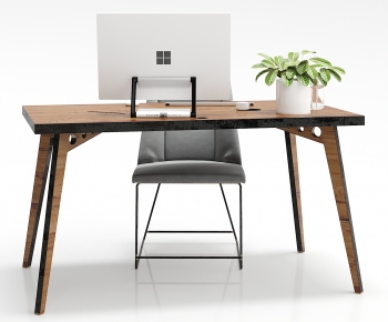 Industrial Style Computer Desk And Chair-ID:175204991