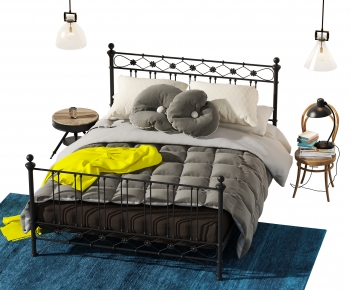 Industrial Style Double Bed-ID:486771117