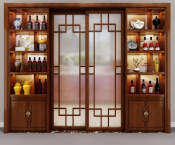 New Chinese Style Wine Cabinet-ID:527089124