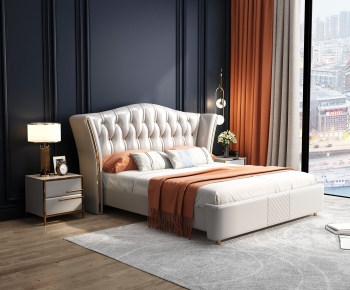Modern Double Bed-ID:380260945