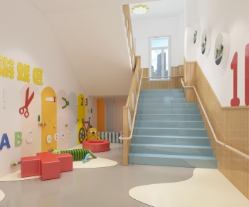 现代幼儿园楼梯间-ID:480422971