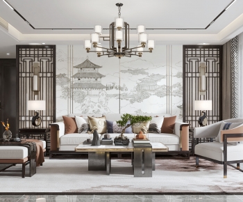 New Chinese Style A Living Room-ID:420864114