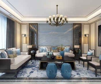 New Chinese Style A Living Room-ID:180990744