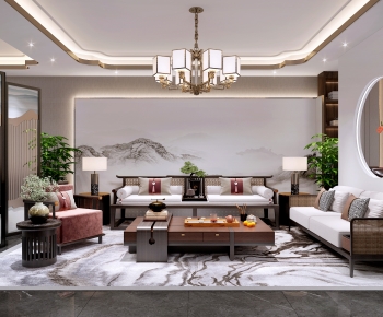 New Chinese Style A Living Room-ID:322110896