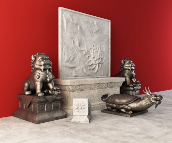 中式新中式狮子龙头龟雕塑-ID:278204923