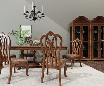 American Style Dining Table And Chairs-ID:374320989