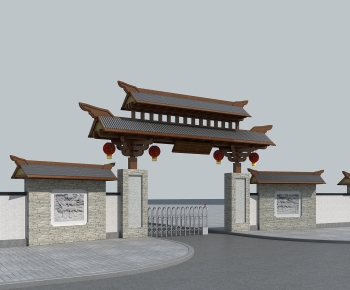 新中式大门 入口-ID:690161949