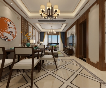 New Chinese Style A Living Room-ID:281163938