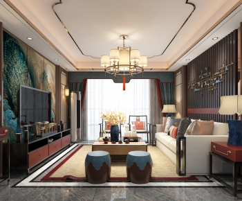 New Chinese Style A Living Room-ID:380615951