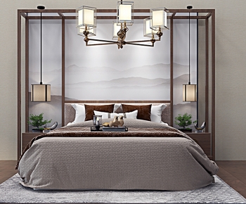 New Chinese Style Double Bed-ID:400374894