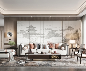New Chinese Style A Living Room-ID:178886892