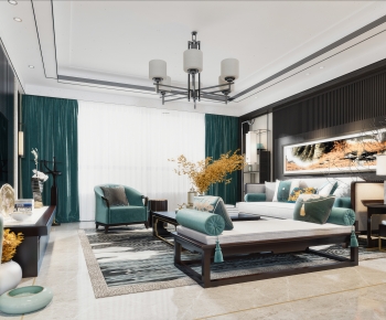 New Chinese Style A Living Room-ID:619045022