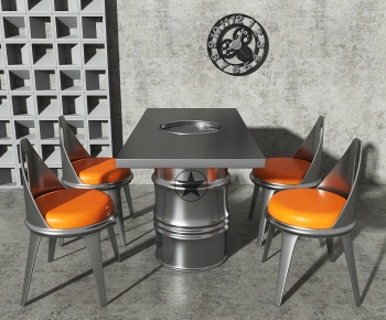 Industrial Style Dining Table And Chairs-ID:755101929