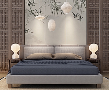 New Chinese Style Double Bed-ID:755155095
