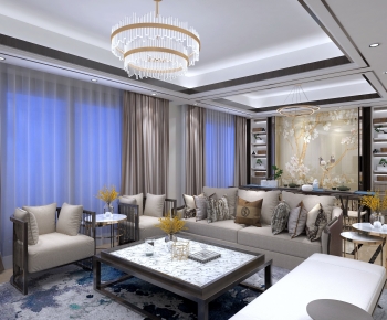 New Chinese Style A Living Room-ID:349940069