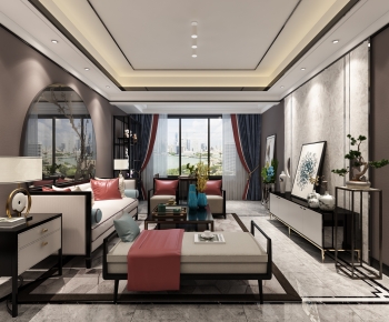 New Chinese Style A Living Room-ID:137633093