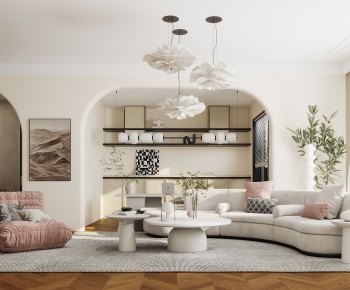 Modern Wabi-sabi Style A Living Room-ID:783191923
