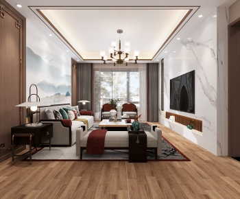 New Chinese Style A Living Room-ID:683510382