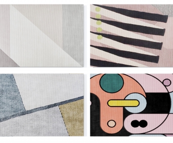 现代粉色抽象图案地毯组合-ID:374723913