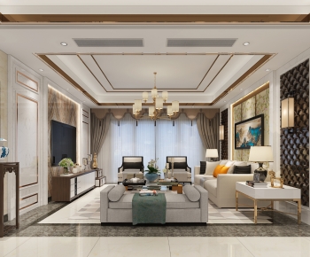 New Chinese Style A Living Room-ID:803828952