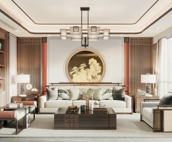 New Chinese Style A Living Room-ID:576948883