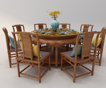 Chinese Style Dining Table And Chairs-ID:375009062