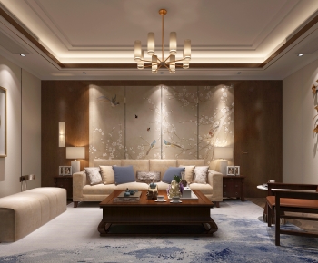 New Chinese Style A Living Room-ID:731832039