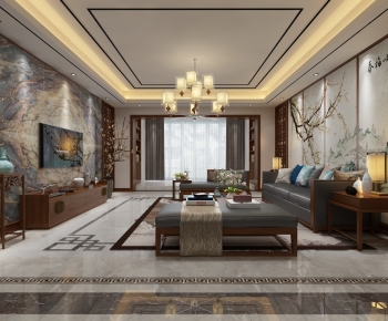 New Chinese Style A Living Room-ID:764528049