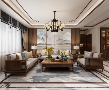 New Chinese Style A Living Room-ID:893265961