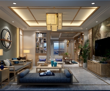 New Chinese Style A Living Room-ID:751254083