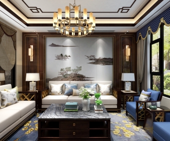 New Chinese Style A Living Room-ID:455070977