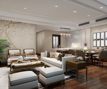 New Chinese Style A Living Room-ID:745641954