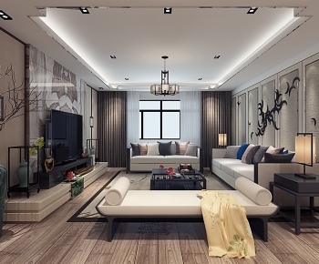 New Chinese Style A Living Room-ID:628164054