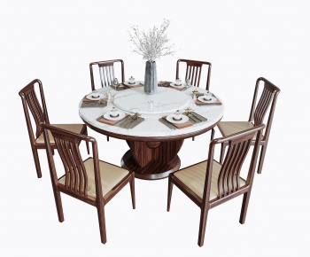 新中式圆形餐桌椅组合-ID:862905988