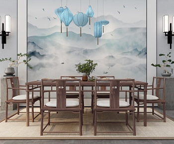 New Chinese Style Dining Table And Chairs-ID:424026974