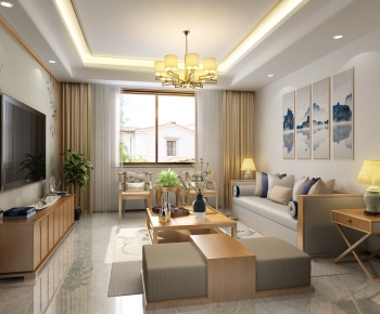 New Chinese Style A Living Room-ID:613025909