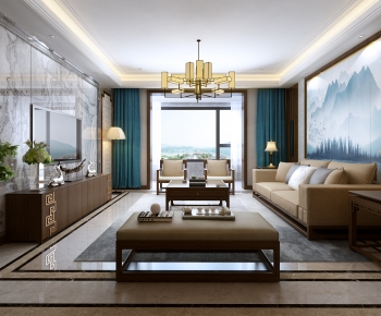 New Chinese Style A Living Room-ID:602911009