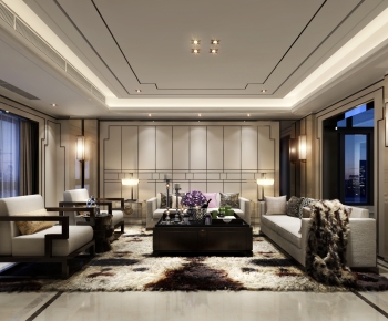 New Chinese Style A Living Room-ID:968786955